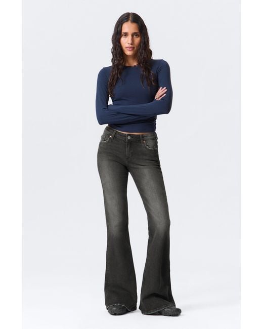 Weekday Blue Katsumi Low Rise Slim Flared Leg Jeans