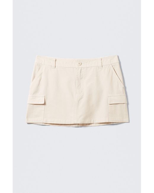 Weekday Natural Mini Cotton Cargo Skirt