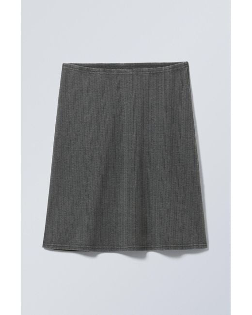 Weekday Gray Pointelle Knee Skirt