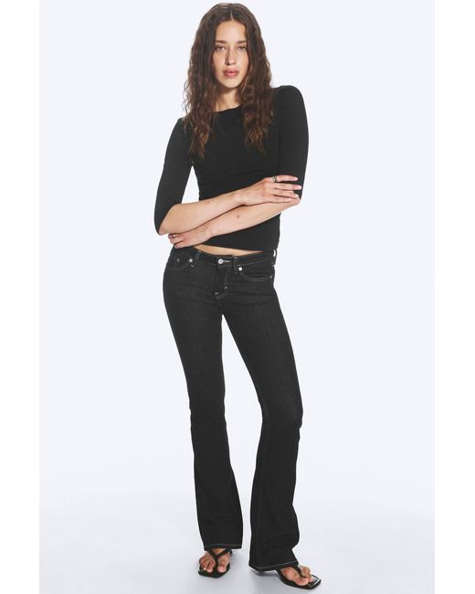 Weekday Black Luna Low Rise Skinny Bootcut Jeans