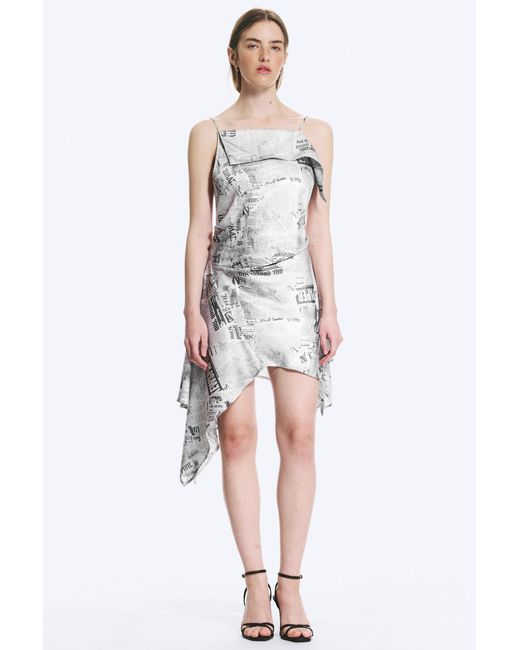 Weekday White Asymmetric Sleeveless Cowl-Neck Midi Dress