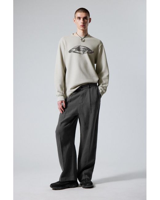 Weekday Gray Uno Loose Linen Suit Trouser for men