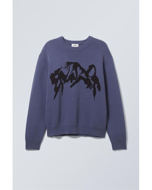 Weekday Blue Fabian Graphic Sweater for men