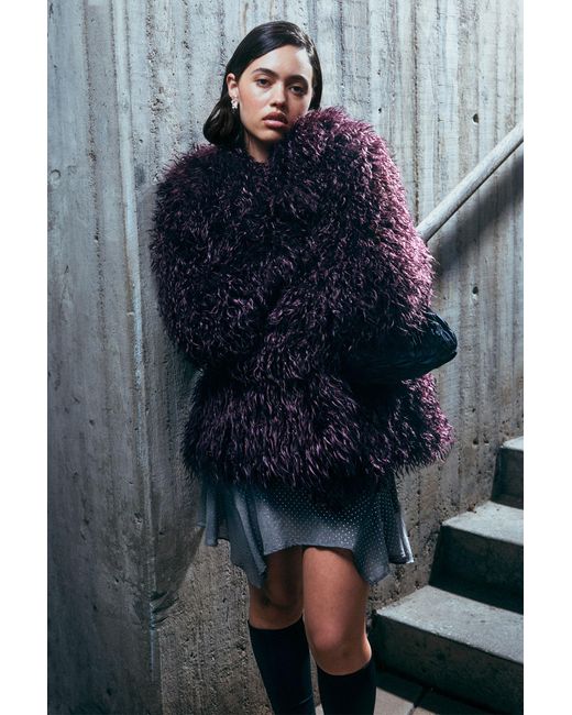 Monki Blue Faux Fur Jacket