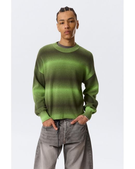Weekday Green Relaxed Space-Dyed Knitted Cotton Sweater for men