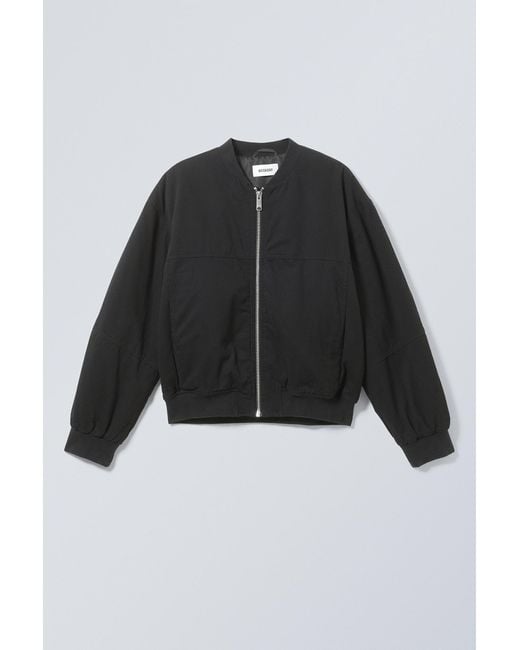 Weekday Black Relaxed Cotton Bomber Jacket for men