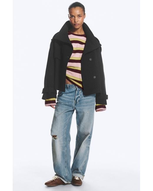 Monki Blue Funnel Neck Jacket