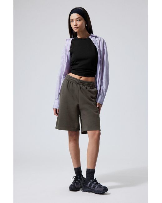 Weekday Black Loose Fit Terry Sweat-shorts