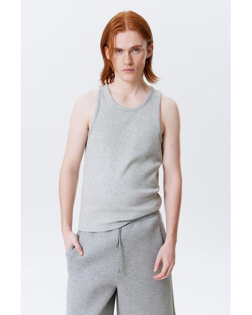 Weekday Gray Regular Fit Ribbed Tank Top for men