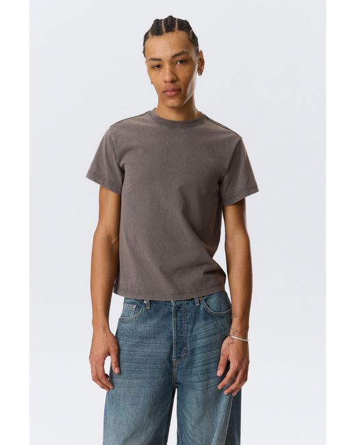 Weekday Gray Shrunken Short-Sleeved Cotton T-Shirt for men