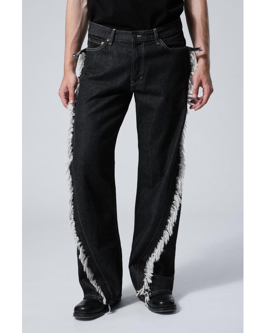 Weekday Black Twist Relaxed Frayed Jeans for men