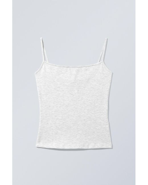 Weekday White Slim Fitted Cotton Singlet