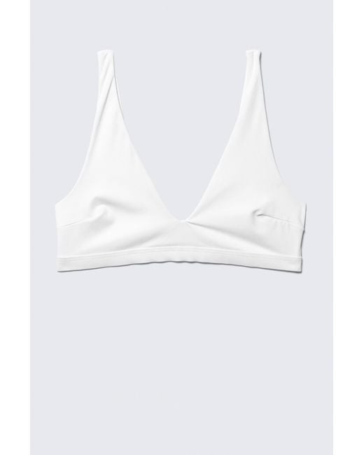 Weekday White Plunge Pull-On Bikini Top