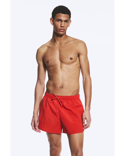 Weekday Red Tan Structure Swim Shorts for men