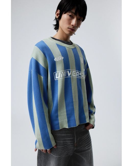 Weekday Blue Loose Soccer Team Knitted Sweater for men