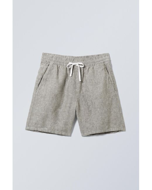 Weekday Blue Olsen Linen Shorts for men