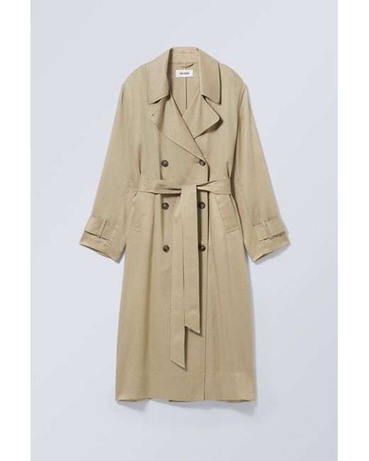 Weekday White Evelyn Relaxed Lyocell Trench Coat