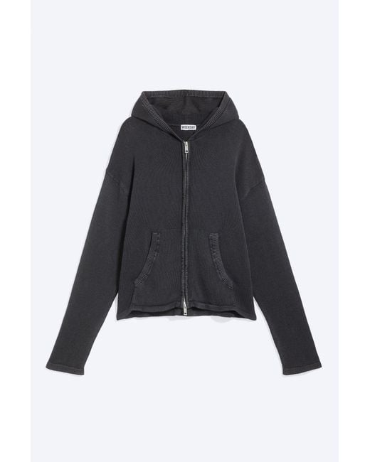 Weekday Black Knitted Zip-Through Hoodie for men
