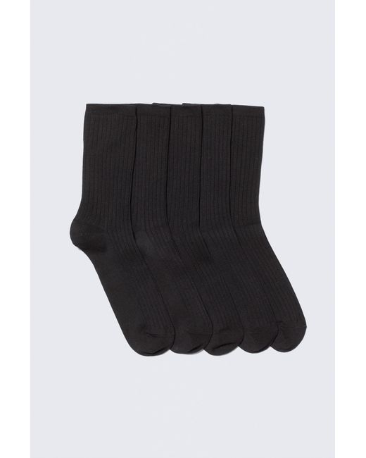 Weekday Black 5-pack Rib Socks