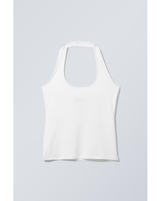 Weekday White Astrid Halterneck Top