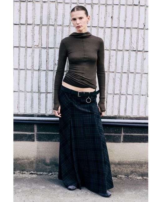 Weekday Gray Flared Low Waist Maxi Skirt
