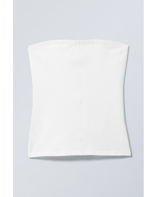 Weekday White Fitted Cotton Tube Top