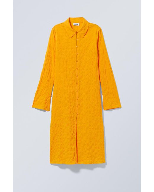 Weekday Yellow Smock Shirt Dress