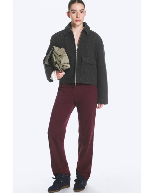 Monki Black Cropped Boxy Zip Jacket