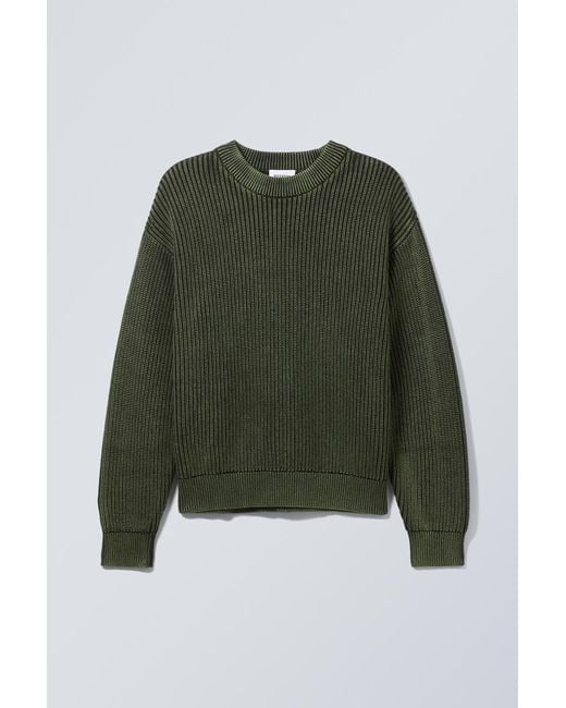 Weekday Green Regular Heavy Knit Sweater for men