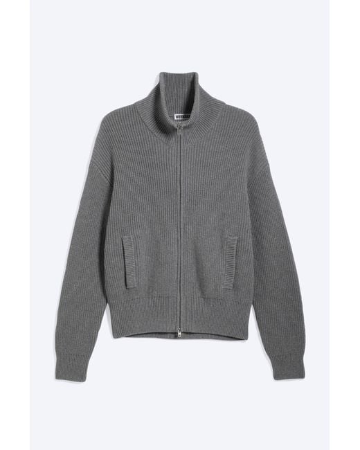 Weekday Gray Relaxed High-Neck Zip Knit Cardigan for men