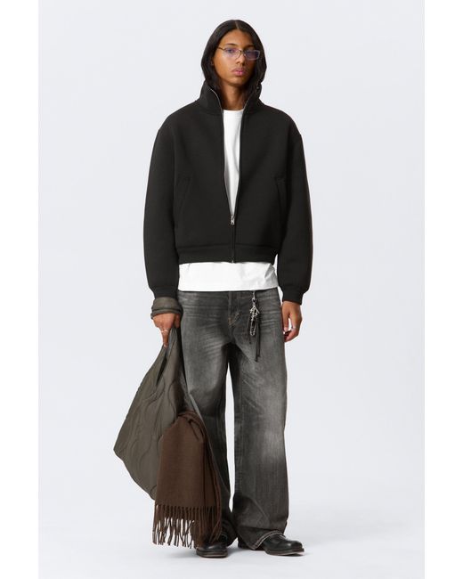 Weekday Black Structured Scuba Zip Jacket for men