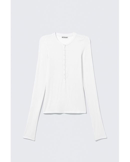 Weekday Gray Slim Long-Sleeved Henley Top