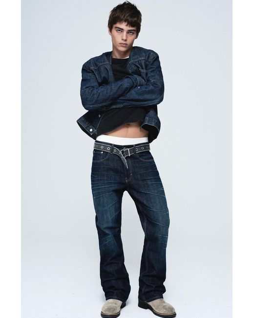 Weekday Blue Mercury Mid Rise Relaxed Bootcut Jeans for men