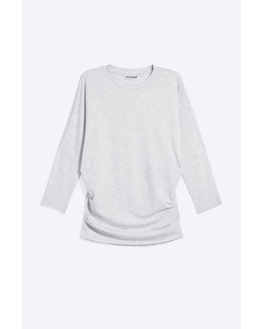 Weekday White Gathered Three-Quarter Sleeve Top
