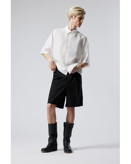 Weekday White Oversized Organza Short Sleeve Shirt for men