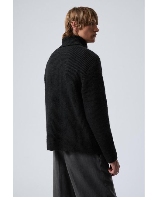 Weekday Black Renzo Relaxed Wool Blend Turtleneck for men