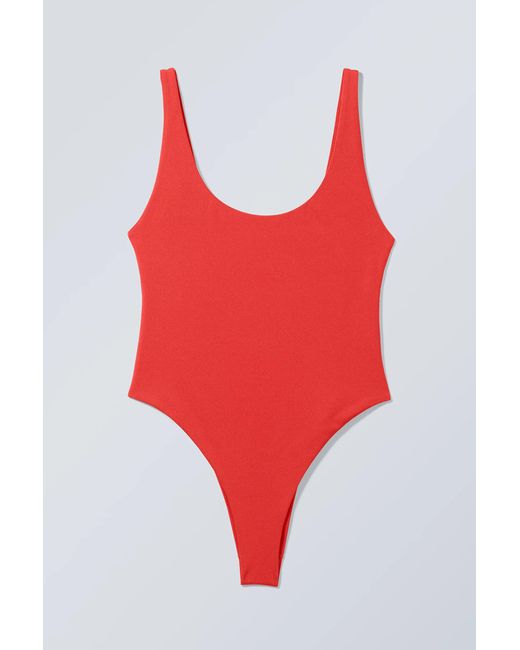 Weekday Red Shine Sporty Swimsuit