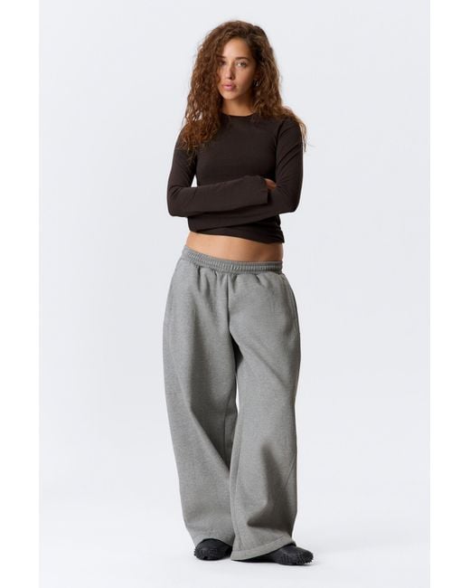 Weekday Gray Loose Cutline Cotton Fleece Sweatpants