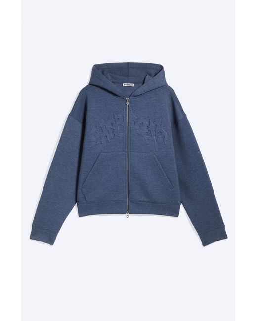 Weekday Blue Simon Graphic Scuba Zip Hoodie for men