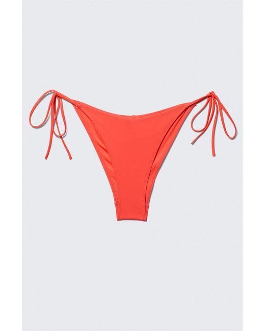 Monki Orange Geschnürtes Bikinihöschen