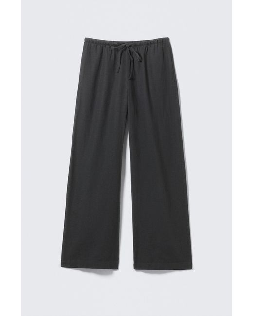 Weekday Black Low Rise Linen-Blend Trousers