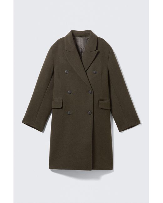 Weekday Natural Logan Knee-Length Wool-Blend Coat