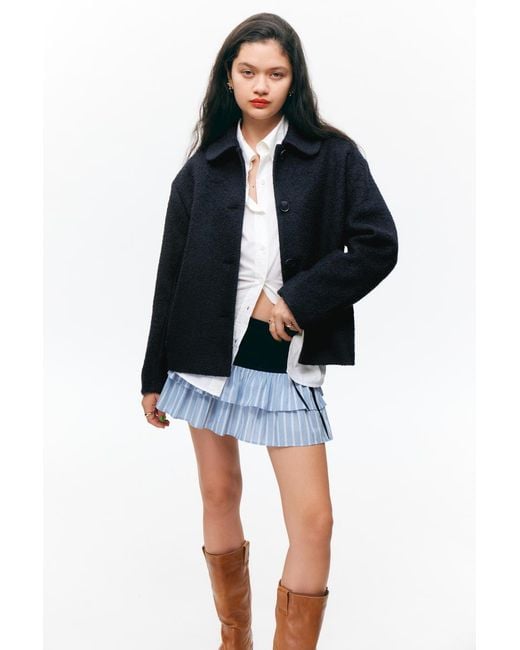Monki Black Einreihige Jacke Aus Wollmischung