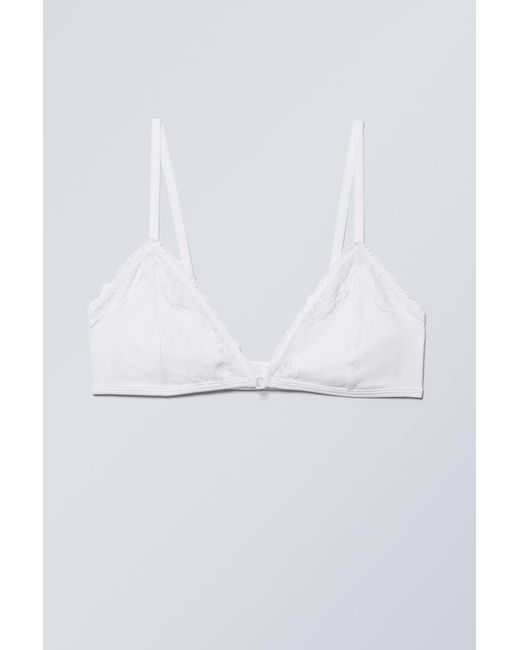 Weekday White Lace Cotton Trim Bra