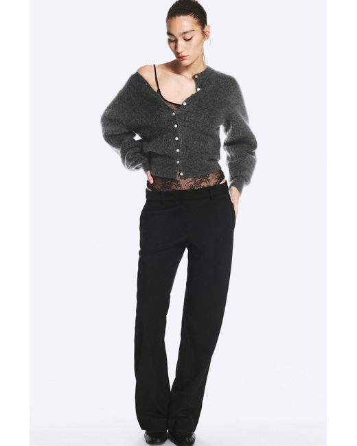 Monki Black Low-Rise Straight Suit Trousers