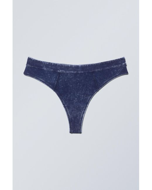 Weekday Blue Miley Washed Cotton Thong