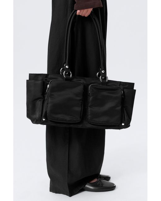Weekday Black Medium Shoulder Bag With Pockets