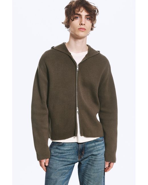 Weekday Brown Knitted Zip-Through Hoodie for men