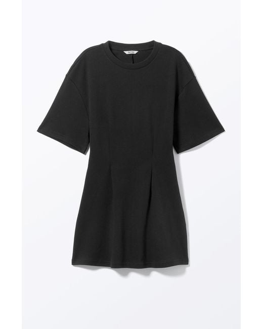 Monki Black Strukturiertes Mini-T-Shirt-Kleid