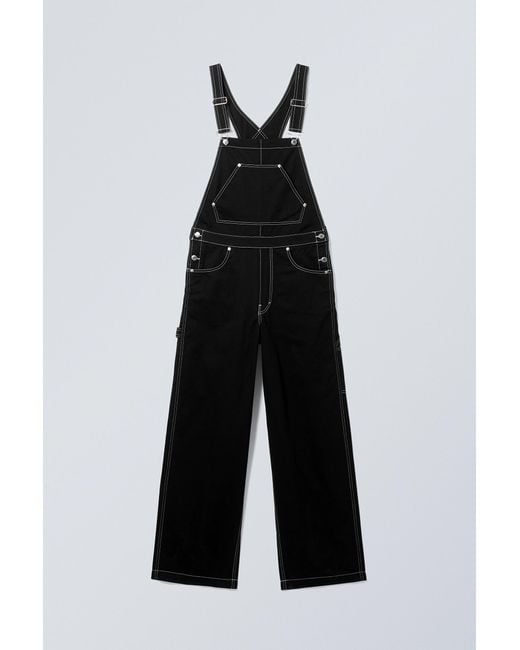 Weekday Black Astro Loose Canvas Dungarees for men